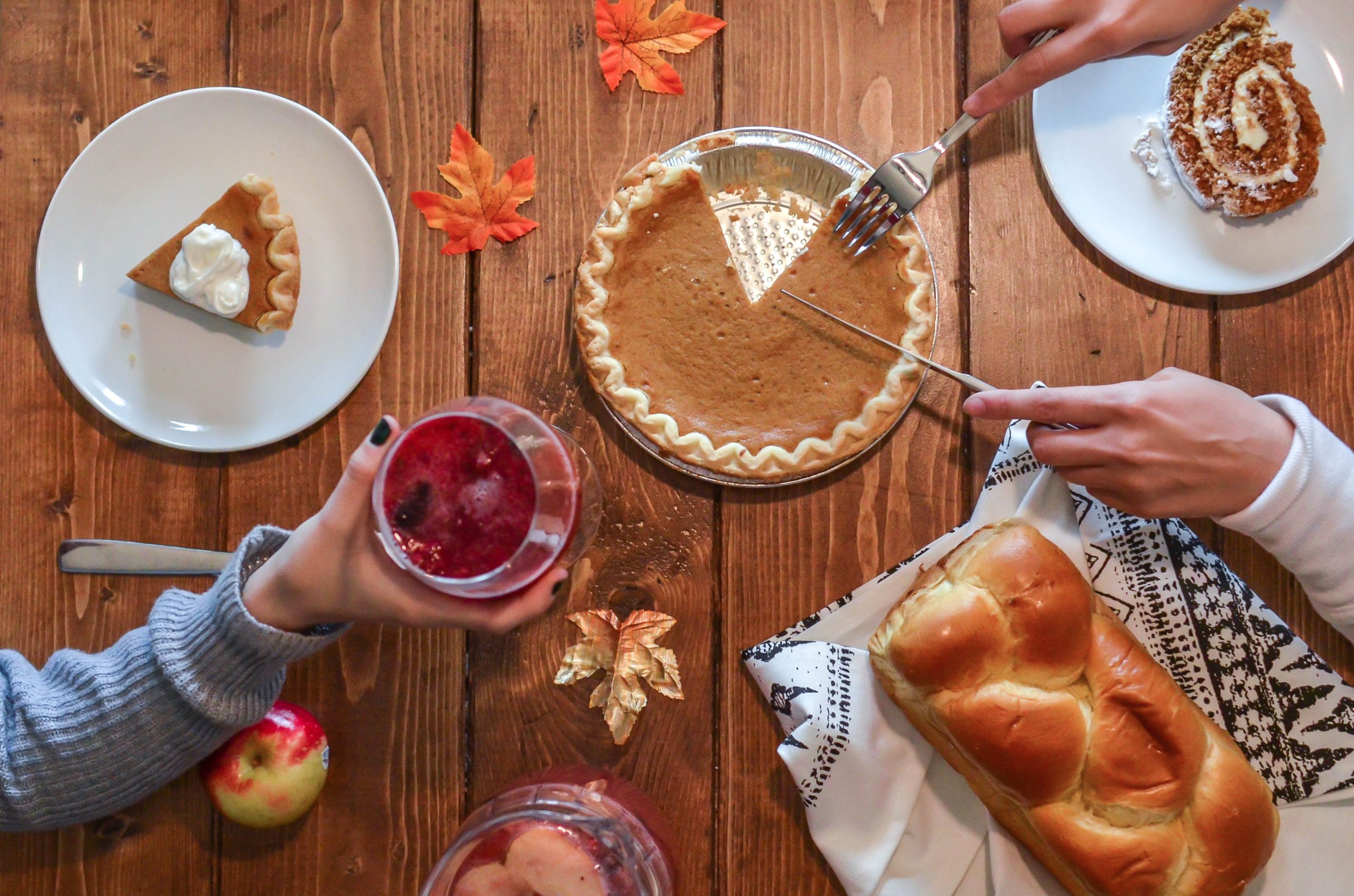 People enjoying Thanksgiving dinner
