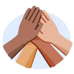 An illustration of hands high-fiving.
