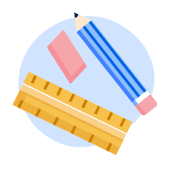 An illustration of school supplies.
