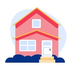 An illustration of a red two-storey house