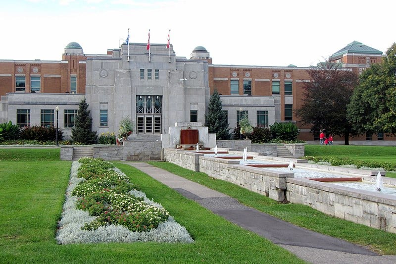 A classical brick building on the Universite de Montreal campus