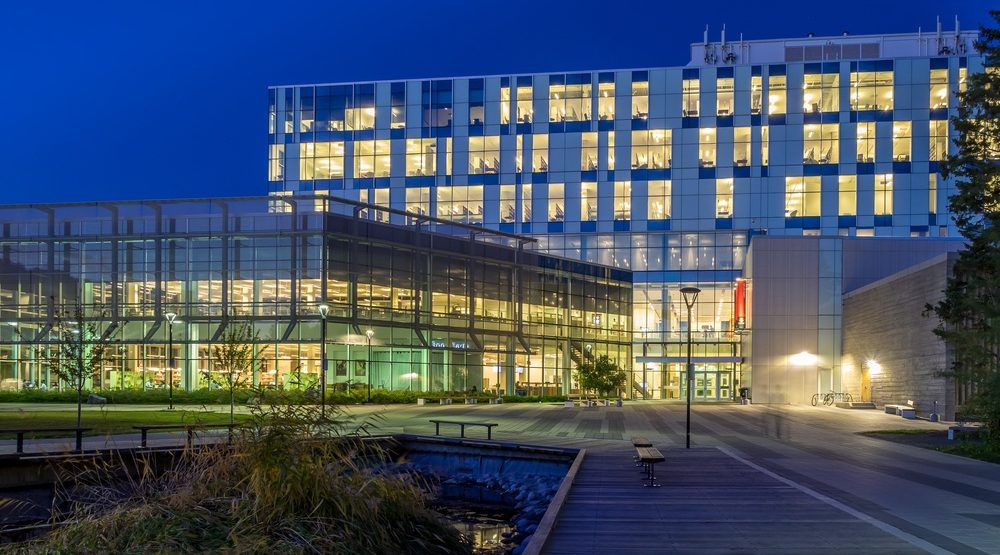 University of Calgary campus at night