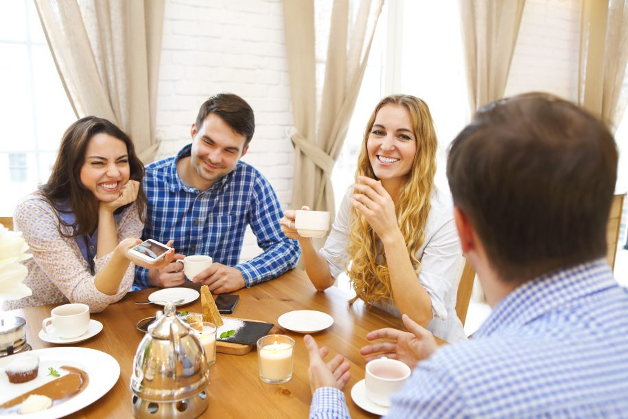 Family eating dinner together