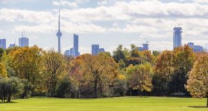 Riverdale Park against Toronto skyline