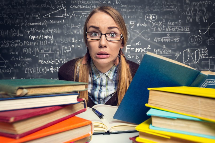 Girl stressed by exams
