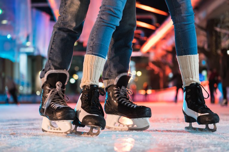 Two people skating