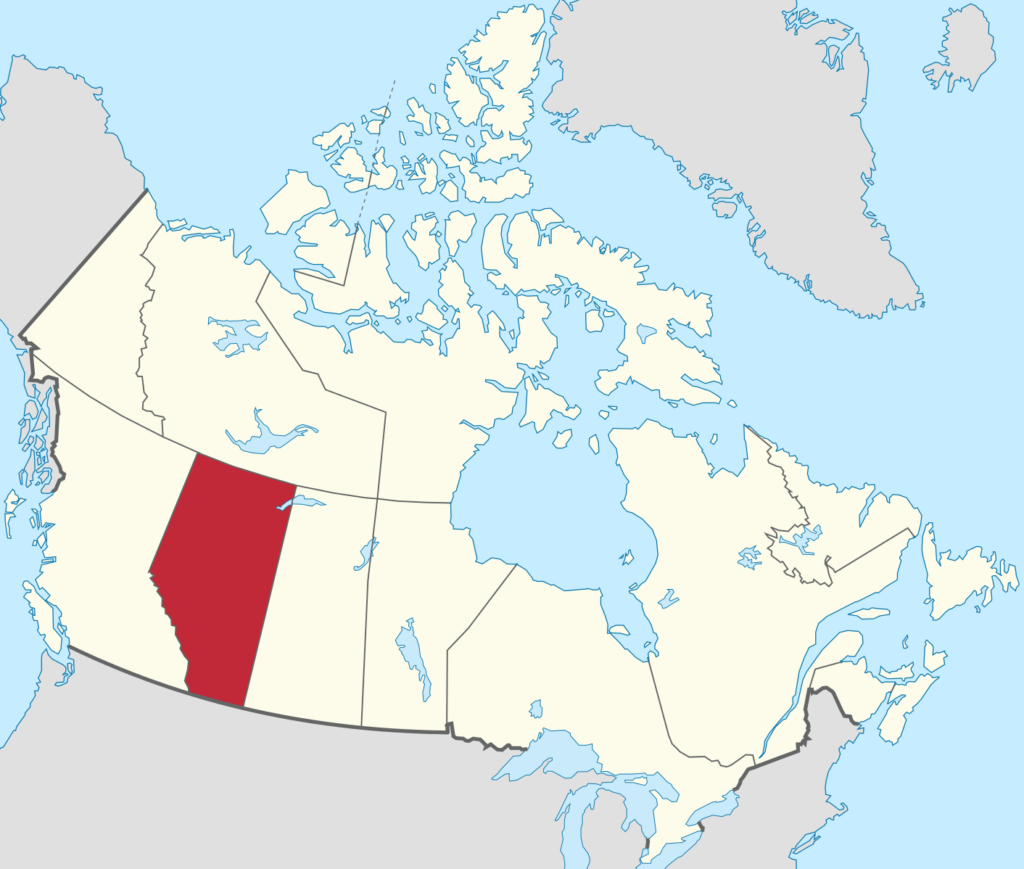 Map of Canada with Alberta highlighted