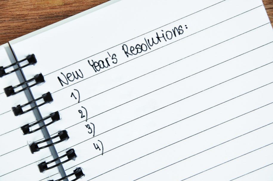 Notebook with New Year's Resolutions