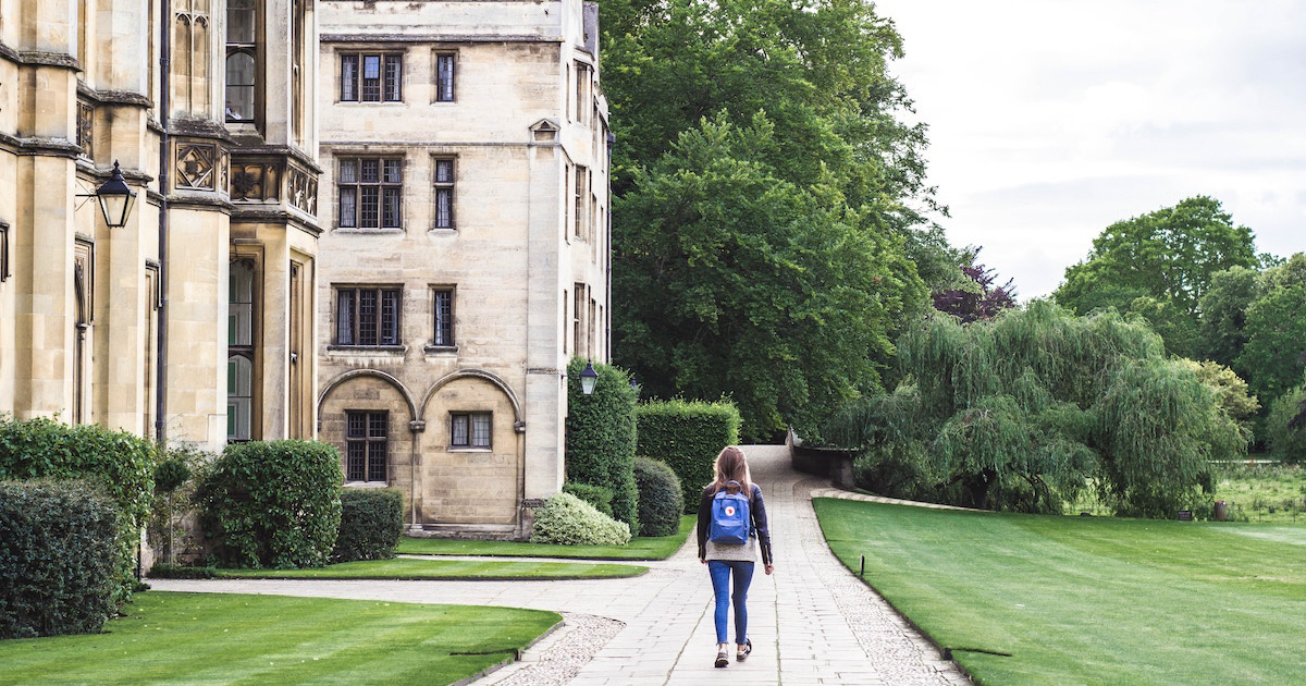 Student walking on campus