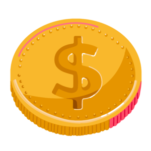 Illustration of gold coin with dollar sign