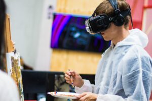 Man using virtual reality