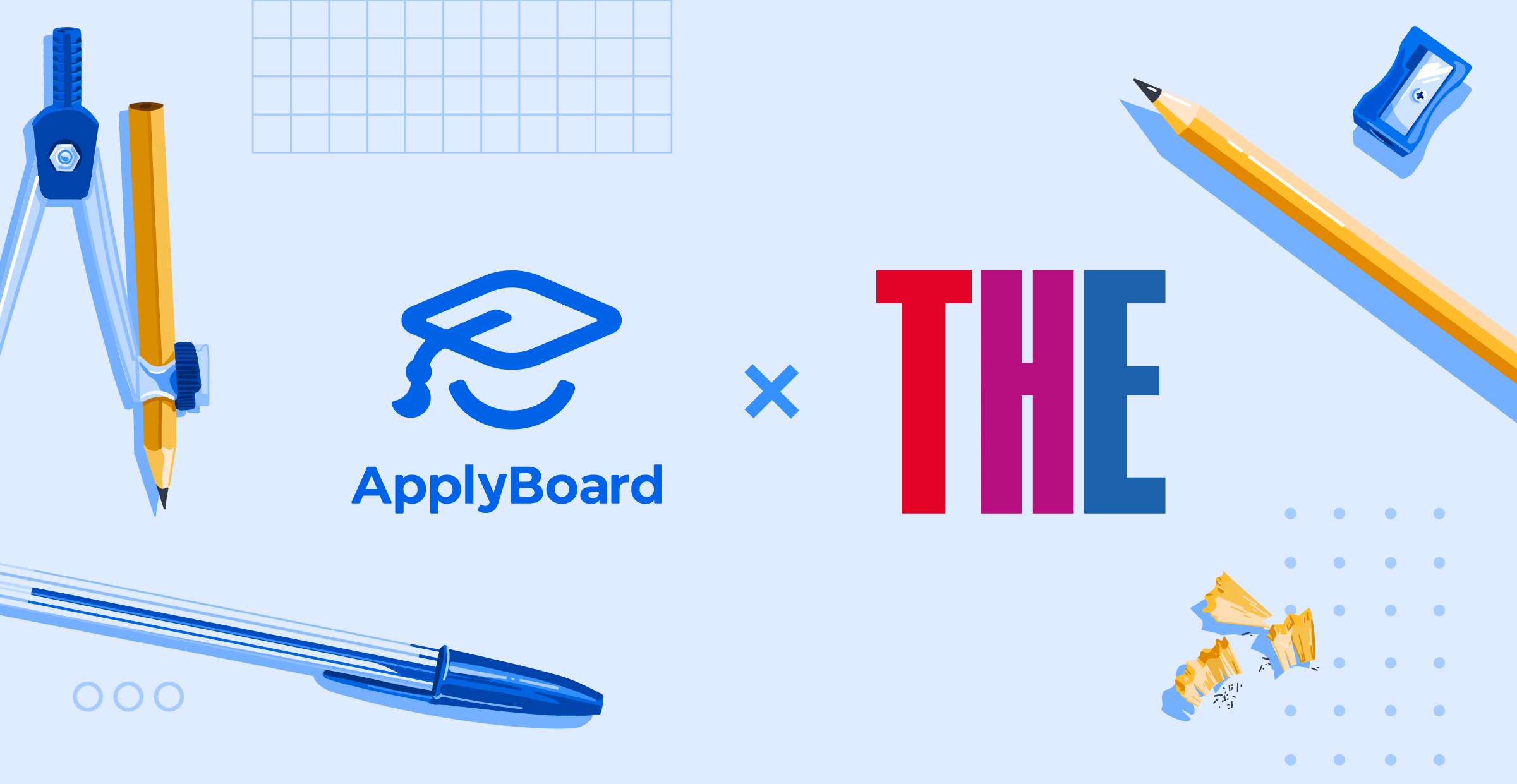 Illustration showing ǿӰand Times Higher Education and school supplies