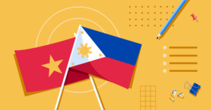 Illustration of Vietnamese and Filipino flags