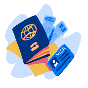Illustration of travel documents and visa