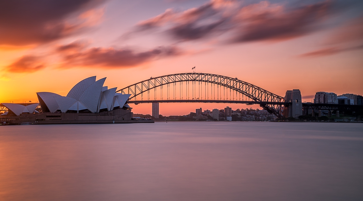 Photograph of Sydney Harbour Bridge at dusk