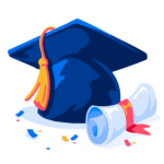 Illustration of grad cap and diploma