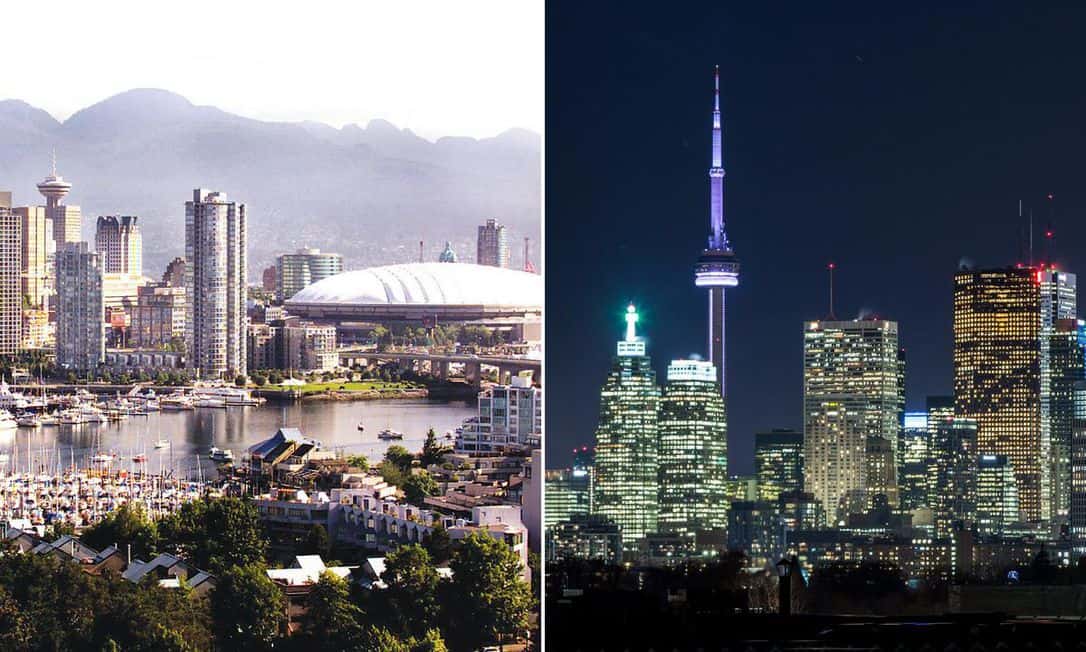 Composite image of Vancouver and Toronto