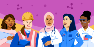 Illustration of women in STEM roles