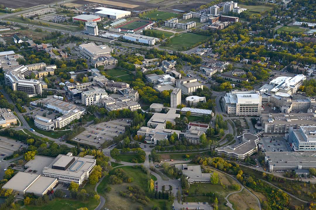 Aerial photo of University of Saskatchewan campus