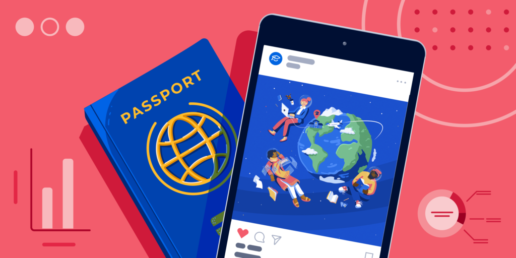 ApplyInsights: What International Students are Searching For – ApplyBoard Trends in 2020 banner featuring passport and phone with world picture