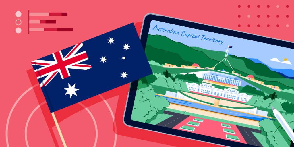 ApplyInsights: Rising Demand for In-Person International Education in Australia blog banner with AU flag and image of Capital Territory