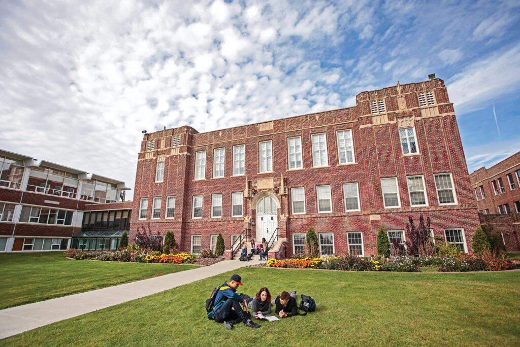 Students on Concordia University of Edmonton campus