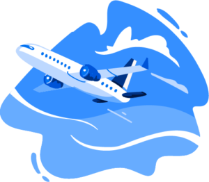 Illustration of an airplane representing travel tips for students.