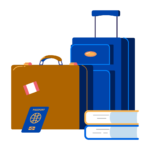 Illustration of luggage reprenting a packing list for international students to Canada, Australia, the US, the UK, and Ireland.