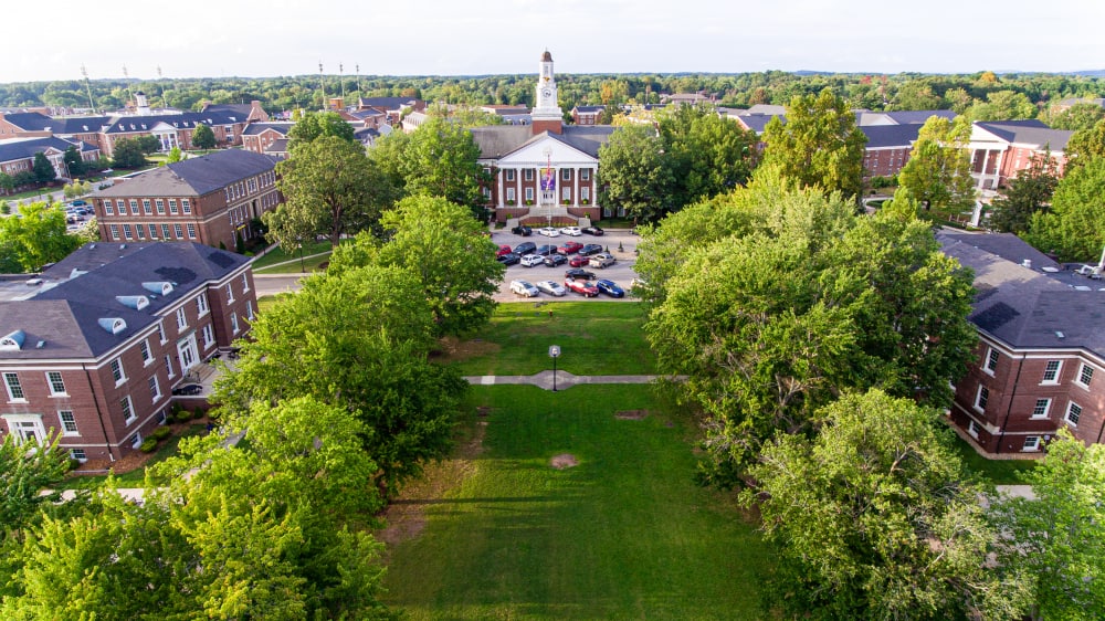 An aerial shot of Tech Tennessee University's campus.