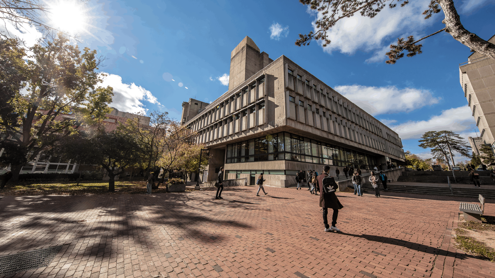 A photo of students walking around the University of Guelph's campus.