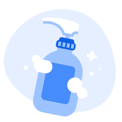 An illustration of a spray bottle with cleaning solution.