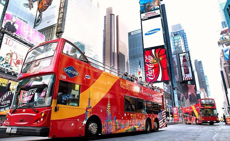 A photo of a New York tour bus.