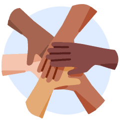 Illustration of hands together.