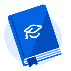 A blue book with the ApplyBoard logo (a graduation hat) on its cover.