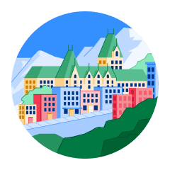 An illustration of old Quebec City.