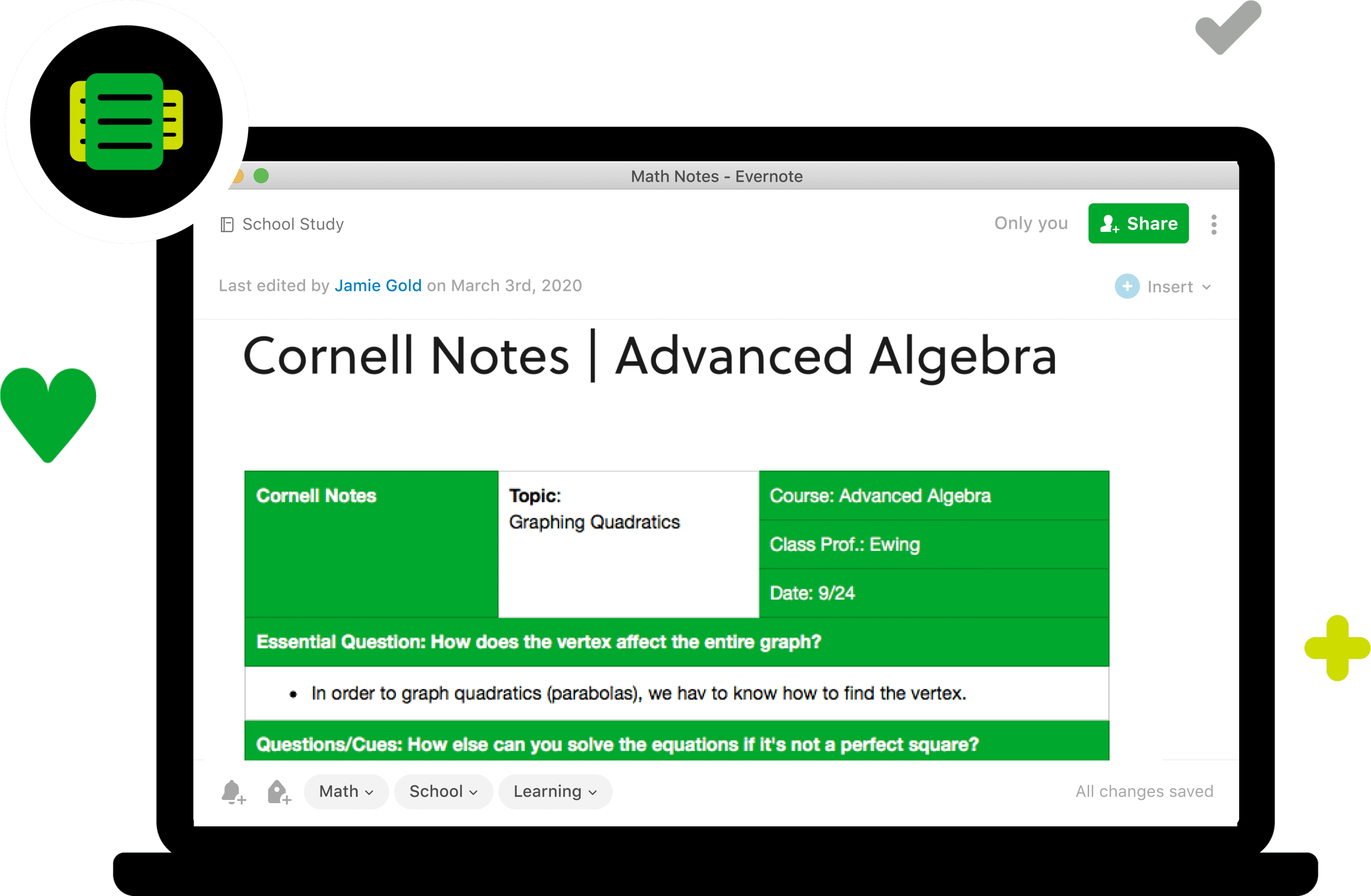 A screenshot of a note on Evernote.