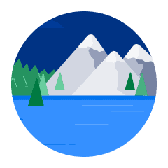 An illustration of Canadian mountains.