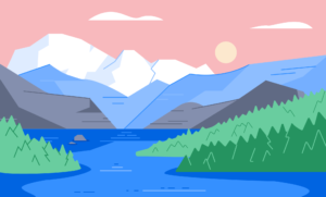 An illustration of mountains in Canada.