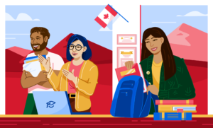 An illustration of student's in a classroom in Canada.