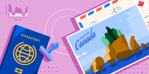 A postcard to Atlantic Canada beside a passport