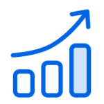 A bar chart with blue bars rising to the right of the screen. Over top of them is an arrow.