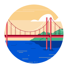 Illustration of the Golden Gate Bridge in SF