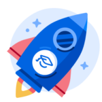 Illustration of a rocket with ApplyBoard's logo.