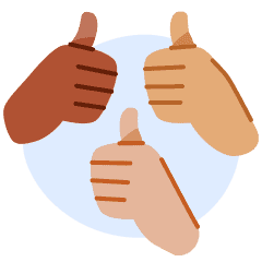 An illustration of students giving the thumbs up.