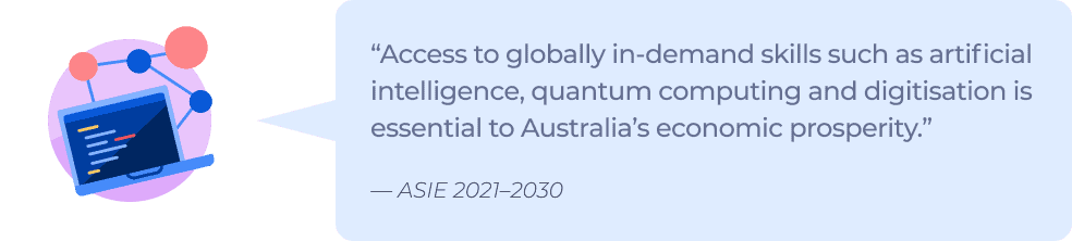 AU Recovery quote about access to in-demand skills from ASIE 2021â2030