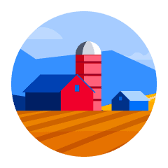 An illustration of farmland representing agritech.