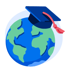 An illustration of a globe with a hat on it.