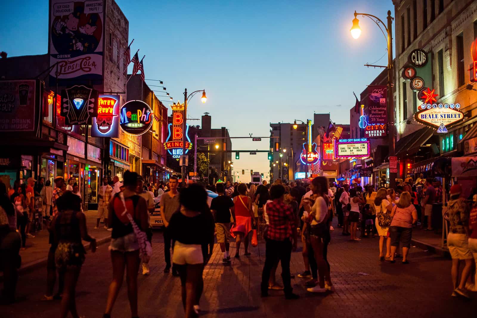 A photo of Beale Street in Memphis.