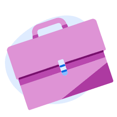 An illustration of a purple brief case.