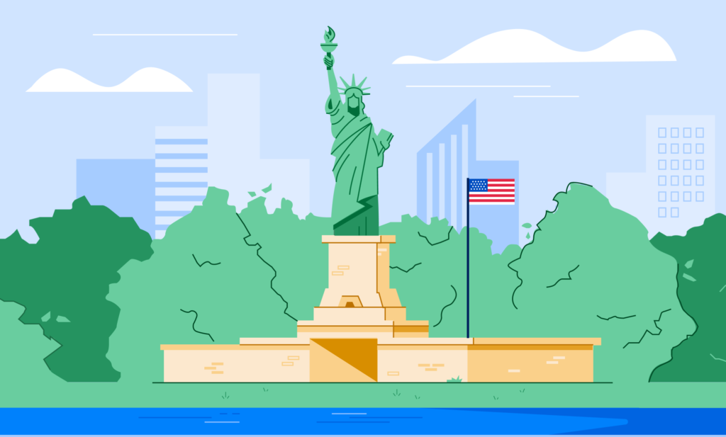 An illustration of the Statue of Liberty